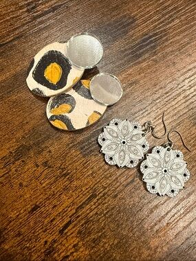 Handmade Multi-Style Women’s Earrings - Silver Filigree & Painted Leather